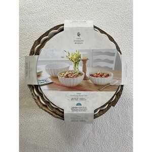 The Pioneer Woman Colette 3 Piece Nesting Bowl Set Cream Scalloped Stoneware